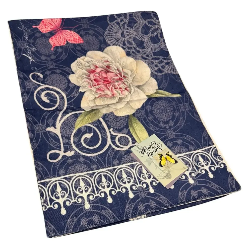 Sandy Clough Home Table Runner Lined Spring Decor Peonies Made in USA 72